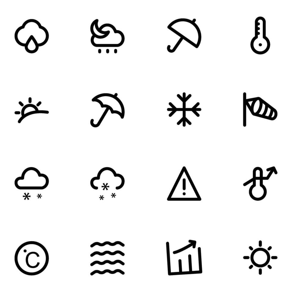 Collection of Weather Bold Line Icons vector