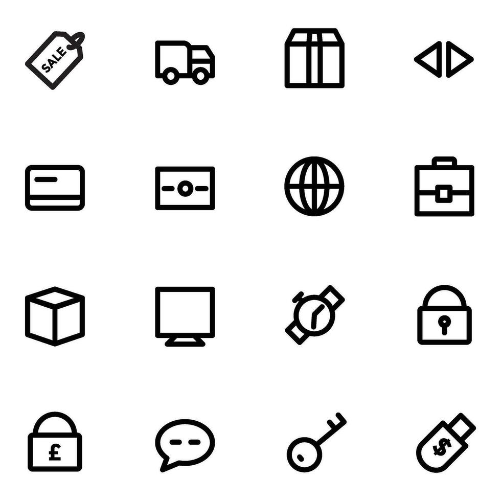 Pack of Automobiles Bold Outline Icons vector