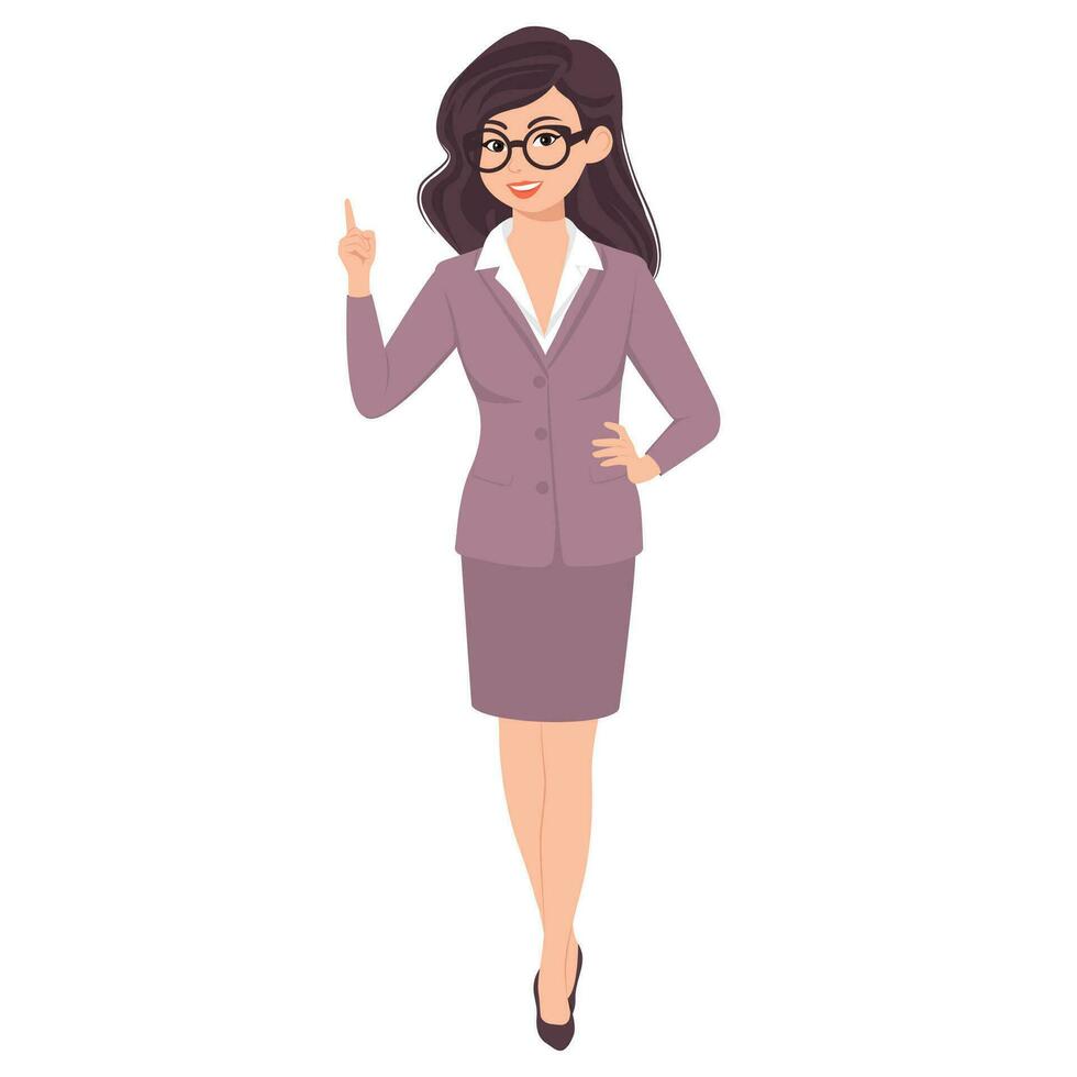 Pose character pose of businesswoman in suit set. Vector illustration