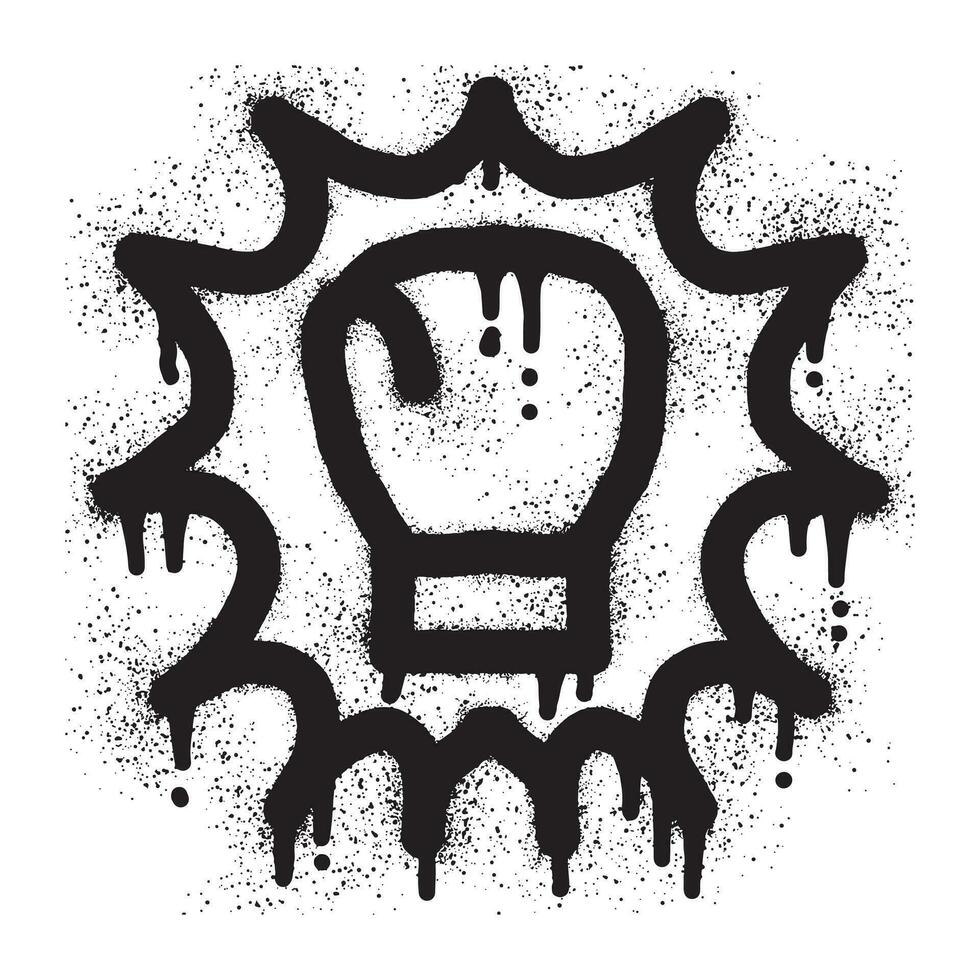 Boxing glove graffiti with black spray paint vector