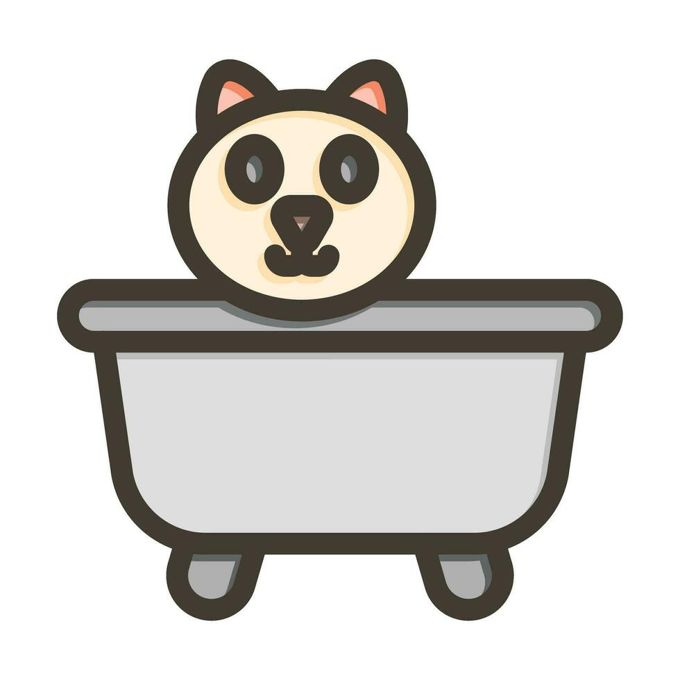 Cat Bath Vector Thick Line Filled Colors Icon For Personal And Commercial Use.