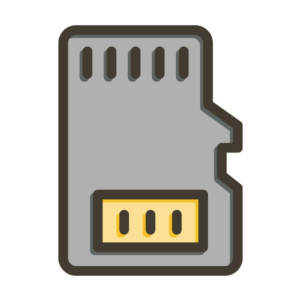 Sd Card Vector Thick Line Filled Colors Icon For Personal And Commercial Use.