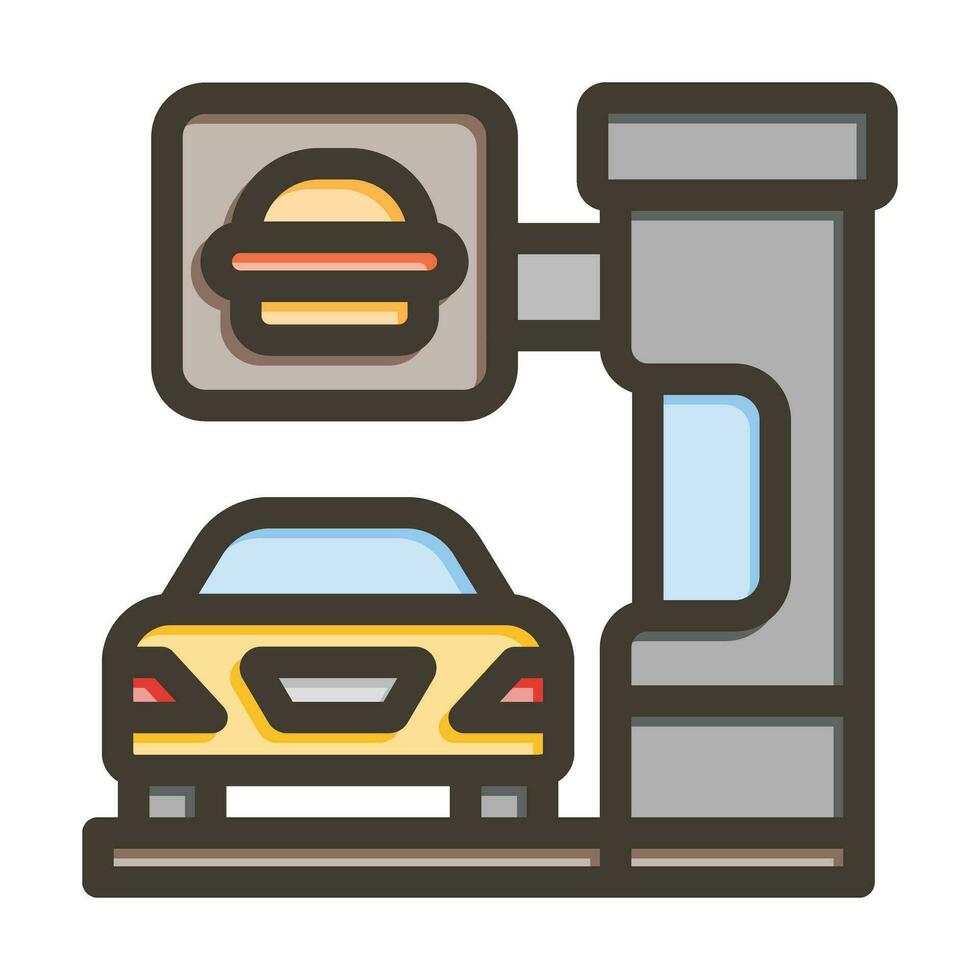 Drive Thru Vector Thick Line Filled Colors Icon For Personal And Commercial Use.