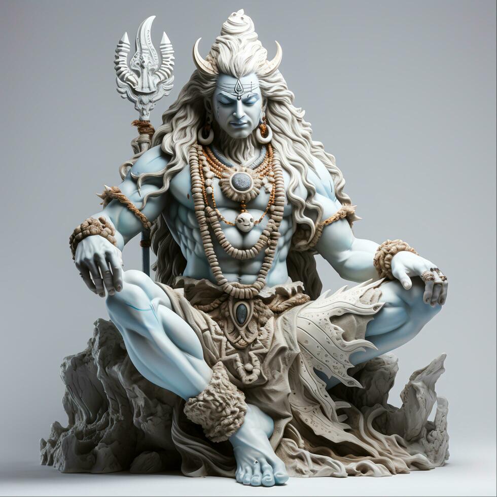 Shiva Hindu Deity Statue in Sacred Temple India, Ai Generated photo