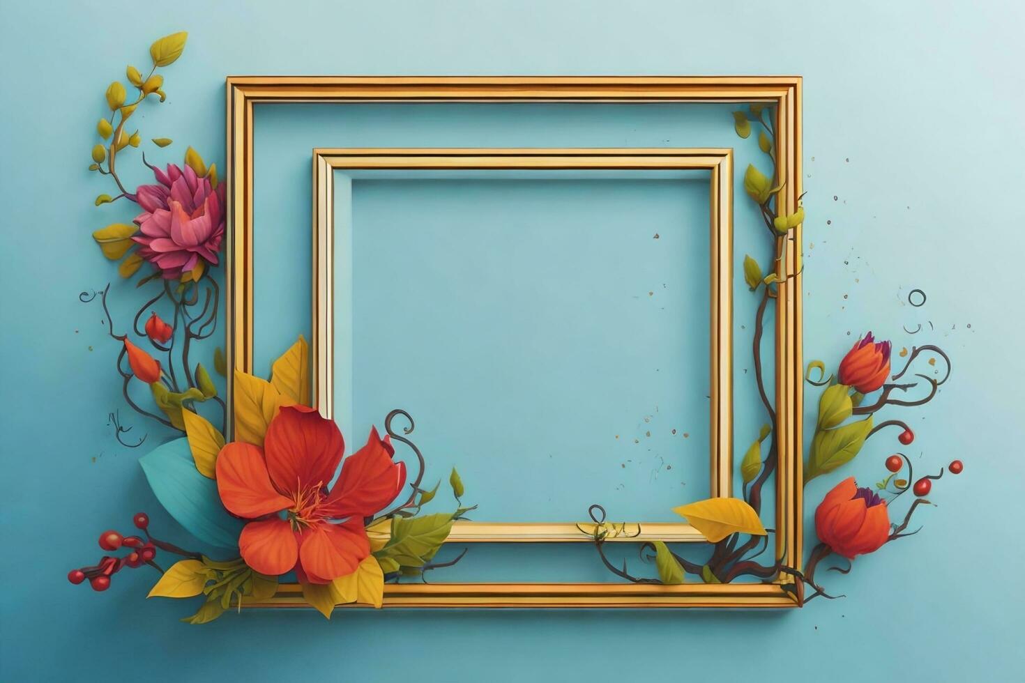 Modern Geometric Square Frame Illustration Vibrant Colors and Creative Design, Ai Generated photo