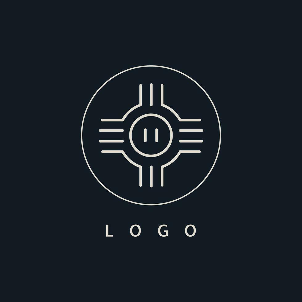 modern futuristic circular monogram logo concept vector