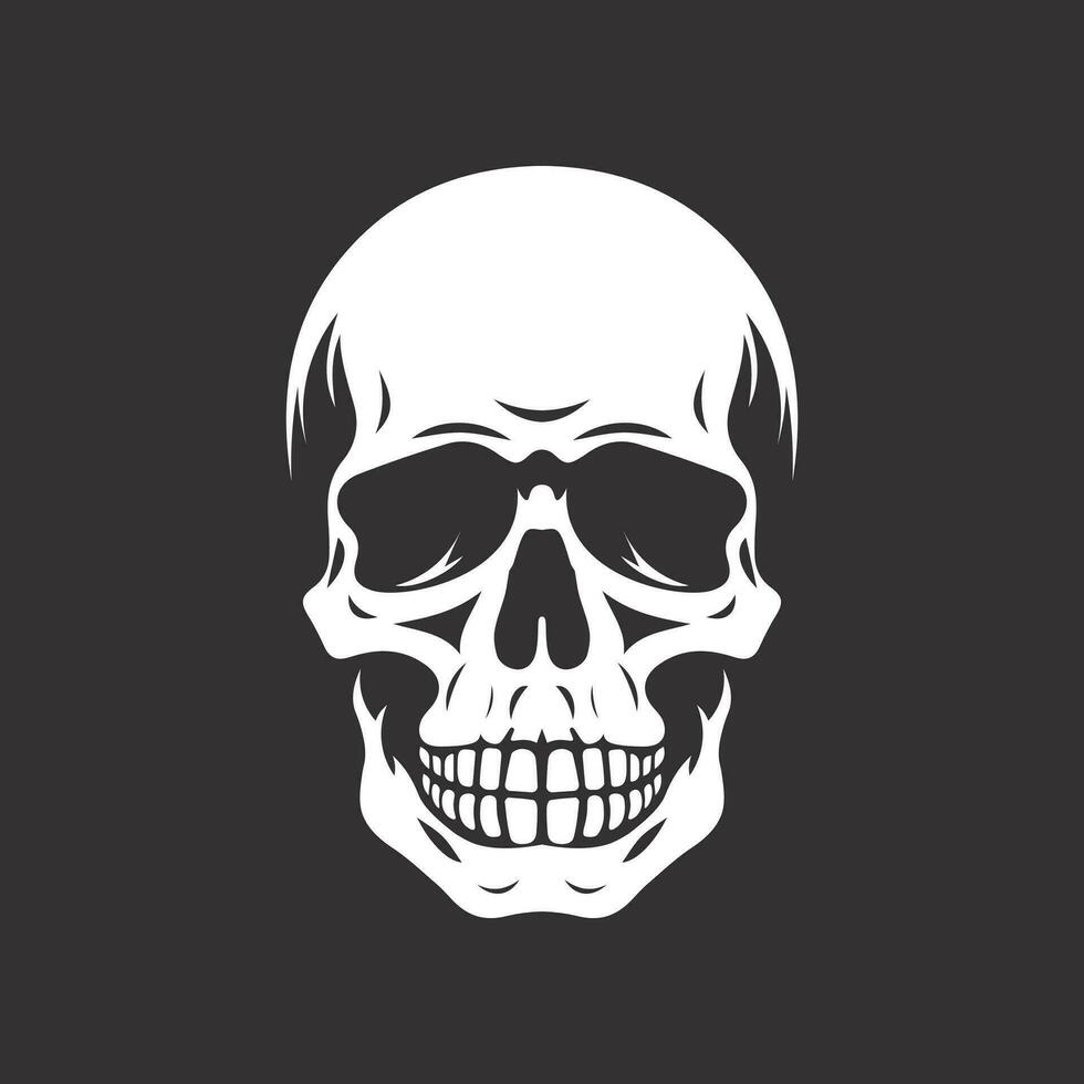 Cool Human Skull Vector black and white