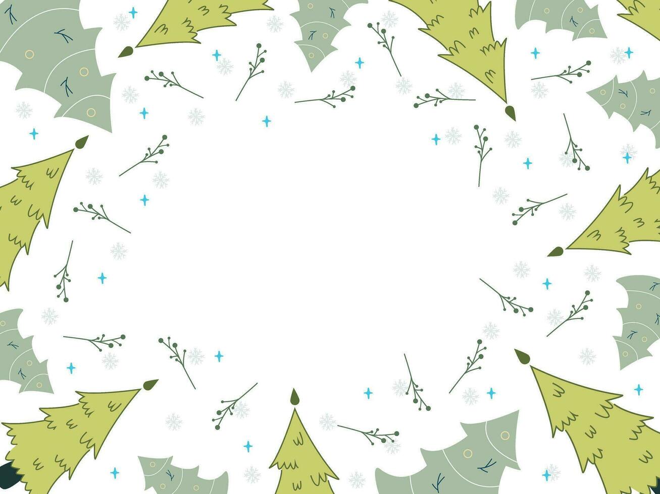 Christmas frame with Christmas trees, flat design, vector illustration, cute