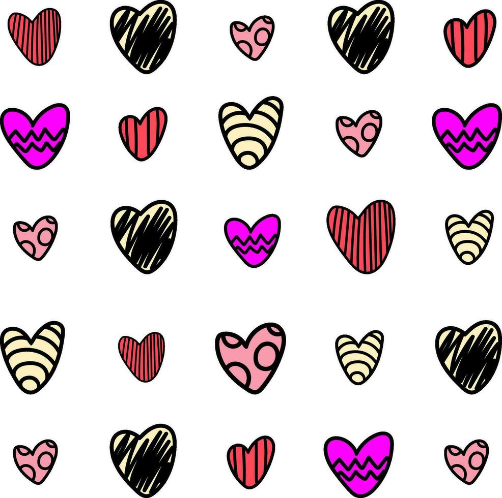 Valentine postcard with hearts, vector, in 90s style, doodle, 14 February vector