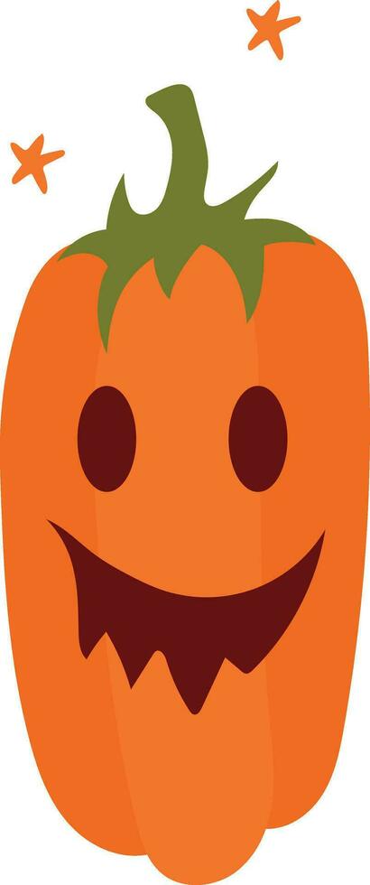 Pumpkin with smiling face drawn in a cute cartoon style. vector