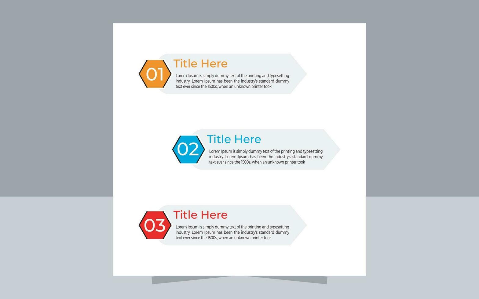 3 steps flowchart vector template design