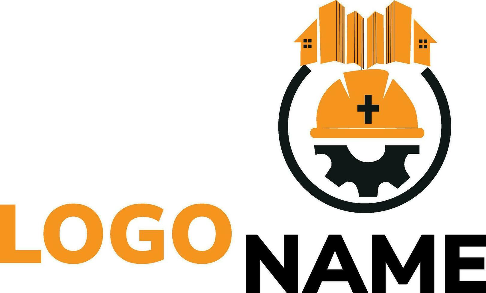 Construction logos and building helmets. Suitable for construction safety logos. vector