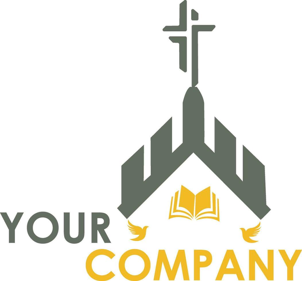The cross and church logo is modern and minimalist. Suitable for religious logos for Catholics and Christians. vector