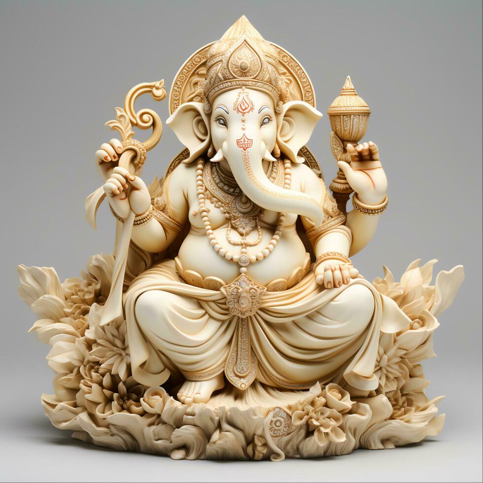 ganesha deidad estatua en hindú cultura, ai generado foto