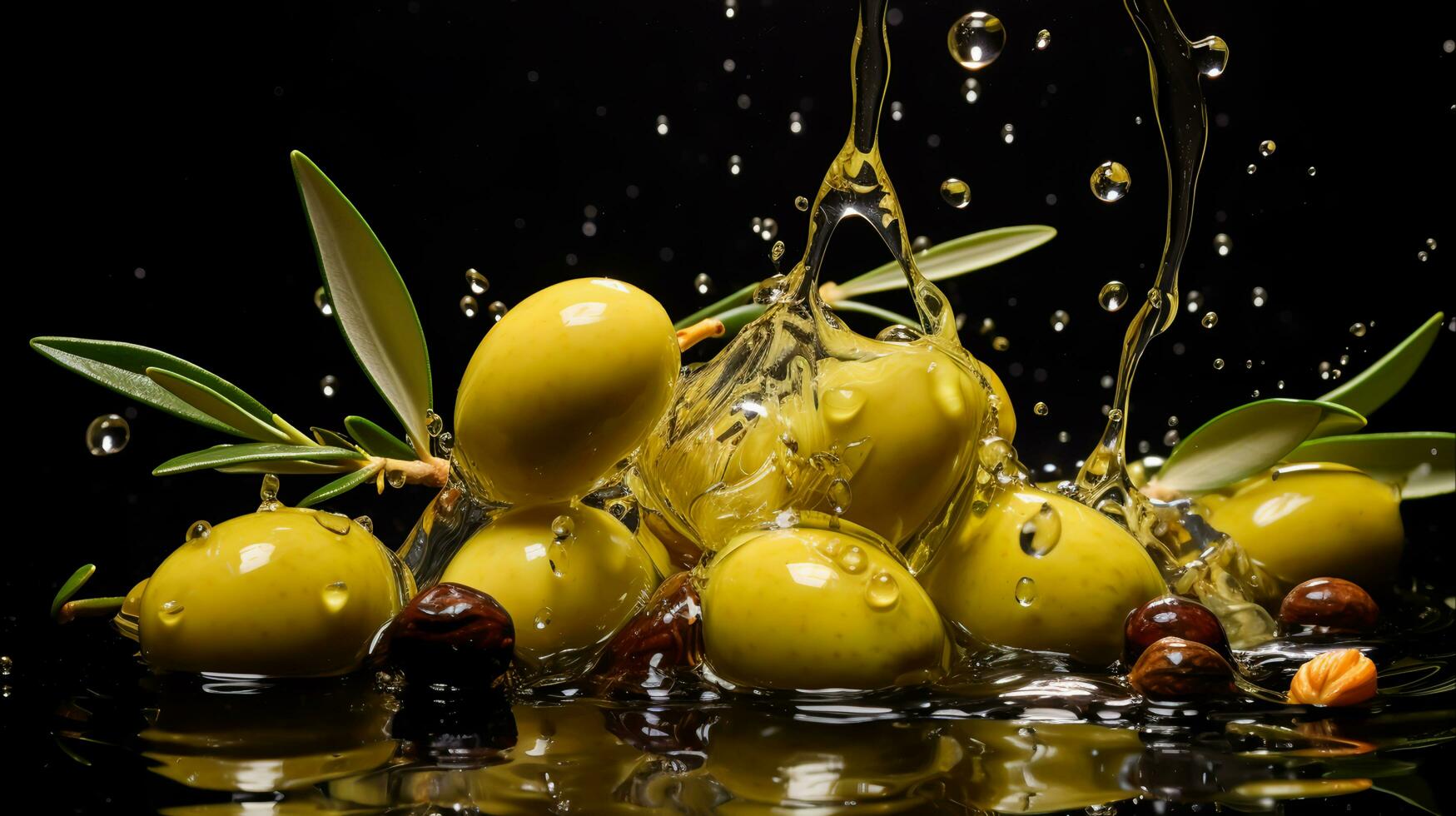 Fresh Olives and Olive Oil for Healthy Cooking, Ai Generated photo