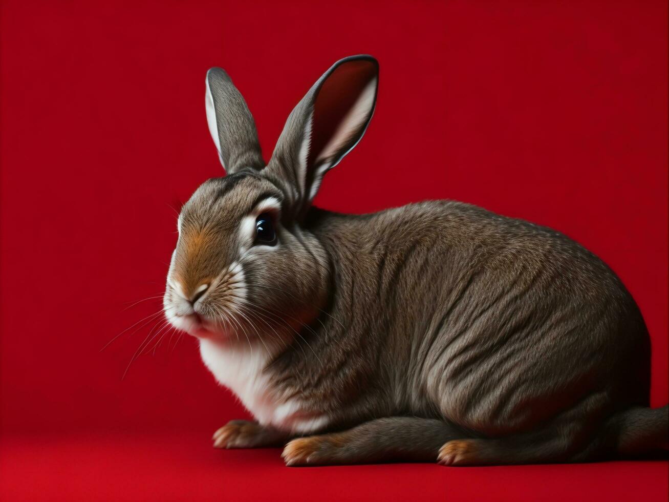 Portrait of a Cute Rabbit in Garden, Ai Generated photo