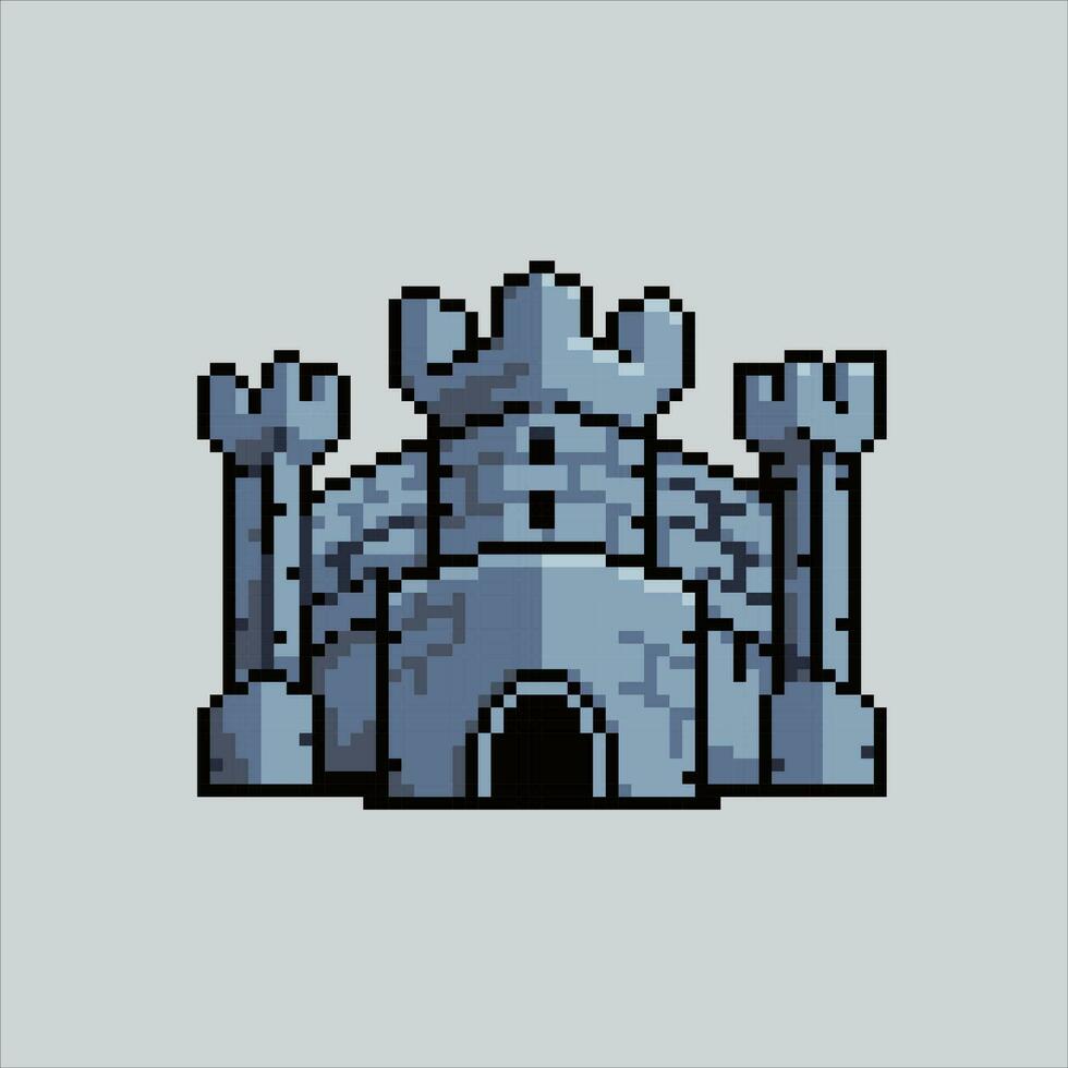Pixel art illustration Fortress. Pixelated fortress. medieval fortress icon pixelated for the pixel art game and icon for website and video game. old school retro. vector