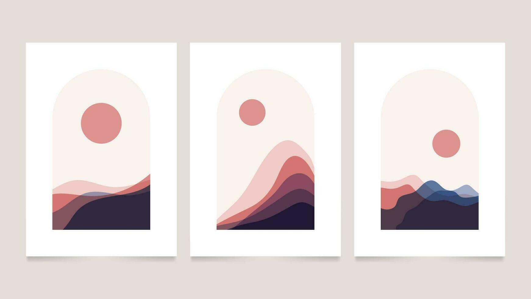 Flat abstract landscape illustration covers collection vector