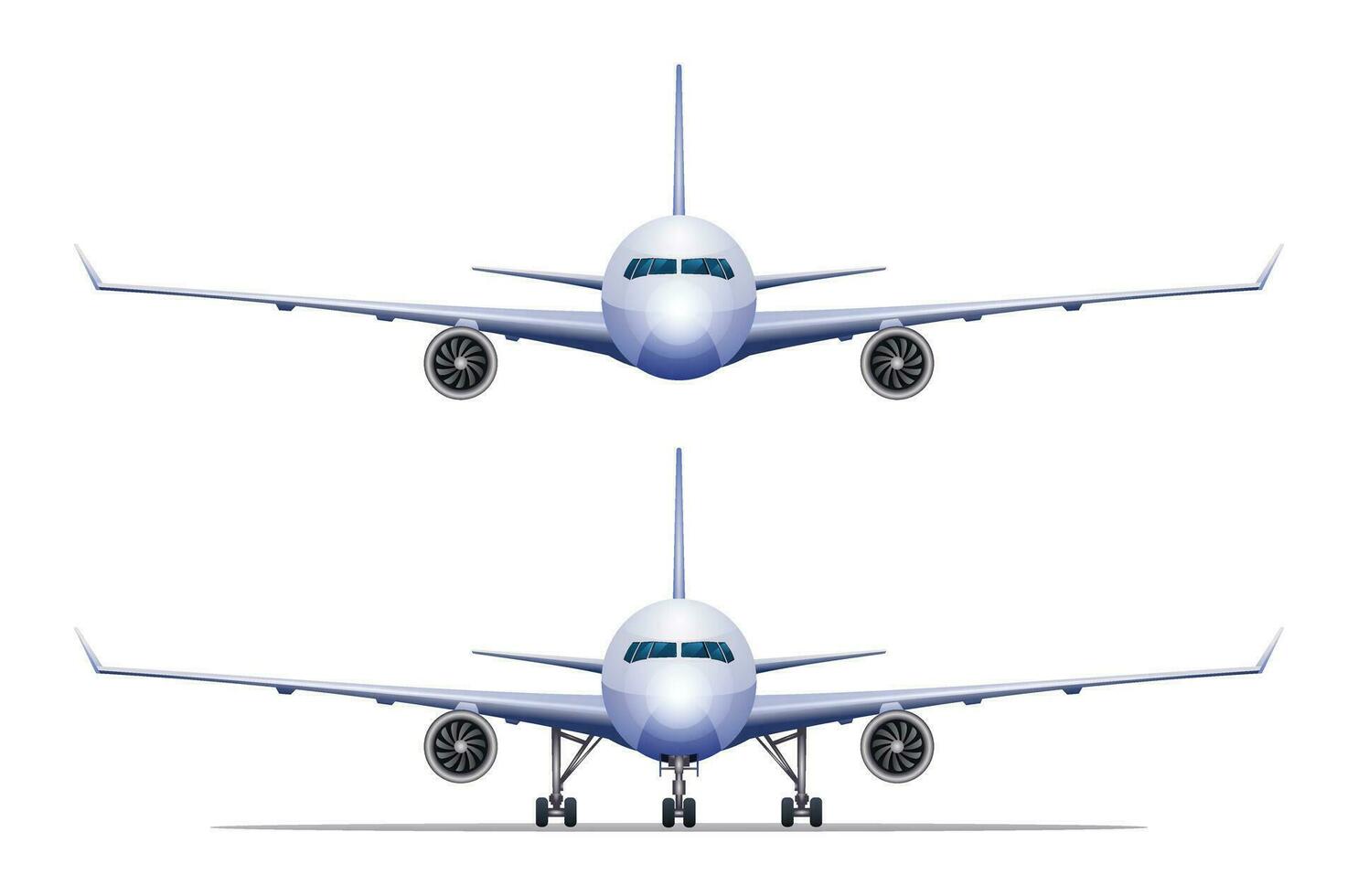 Airplane front view vector illustration isolated on white background