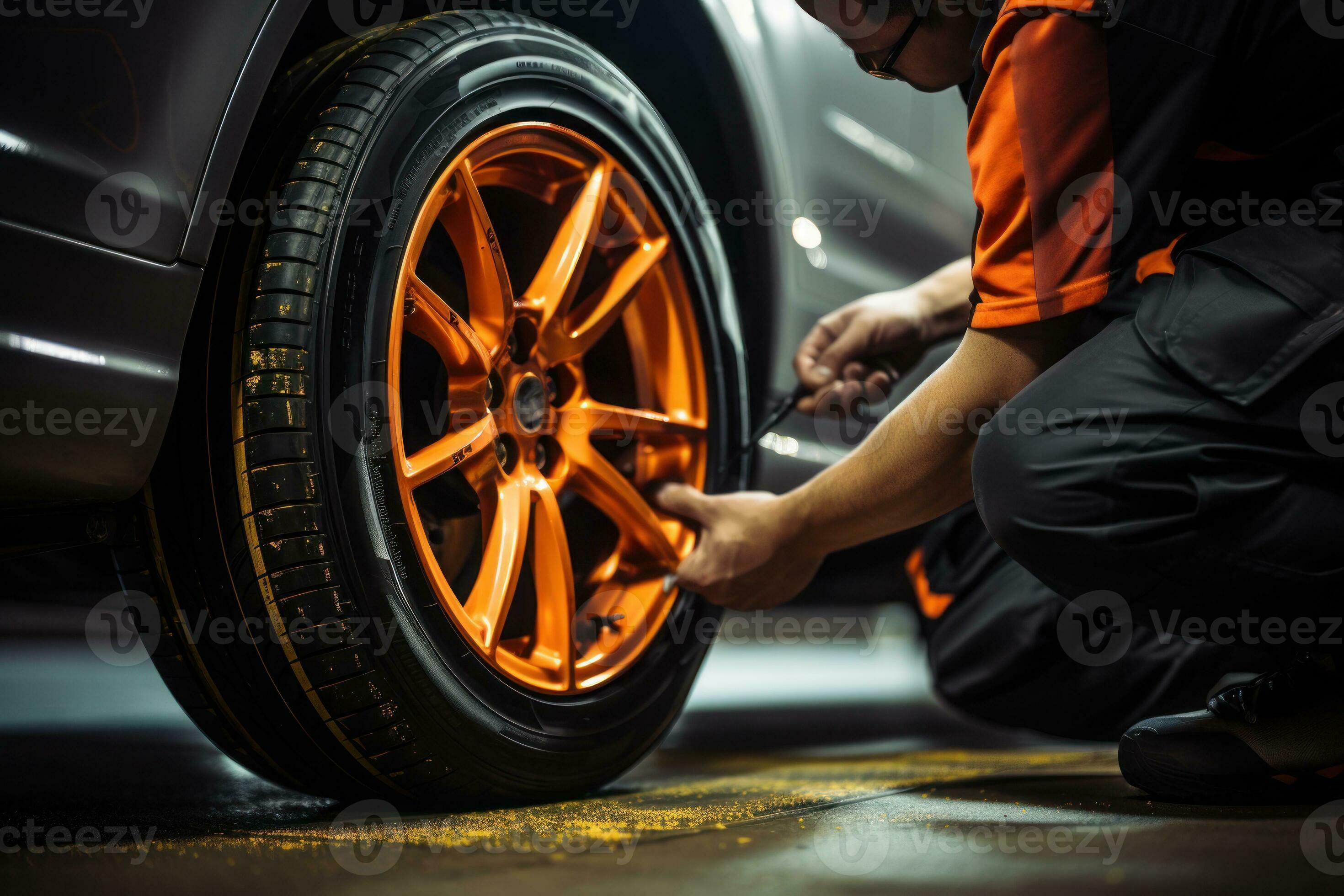 How to get lug nuts off tire, stock photo, professional color grading