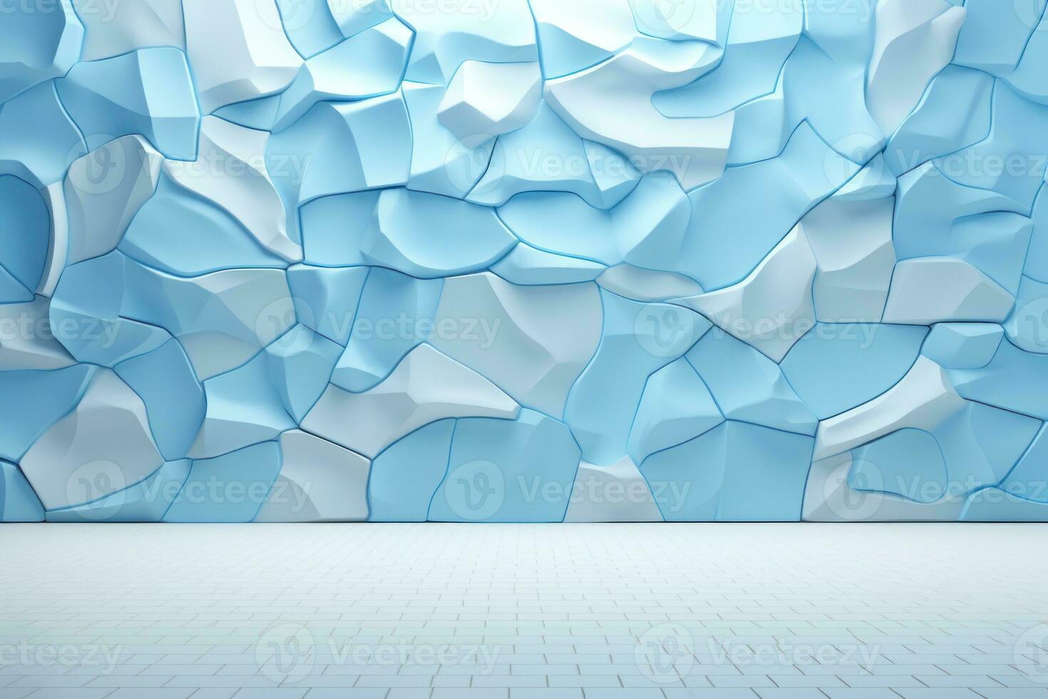 Beautiful futuristic Geometric background for your presentation. Textured intricate 3D wall in light blue and white tones Generative AI photo