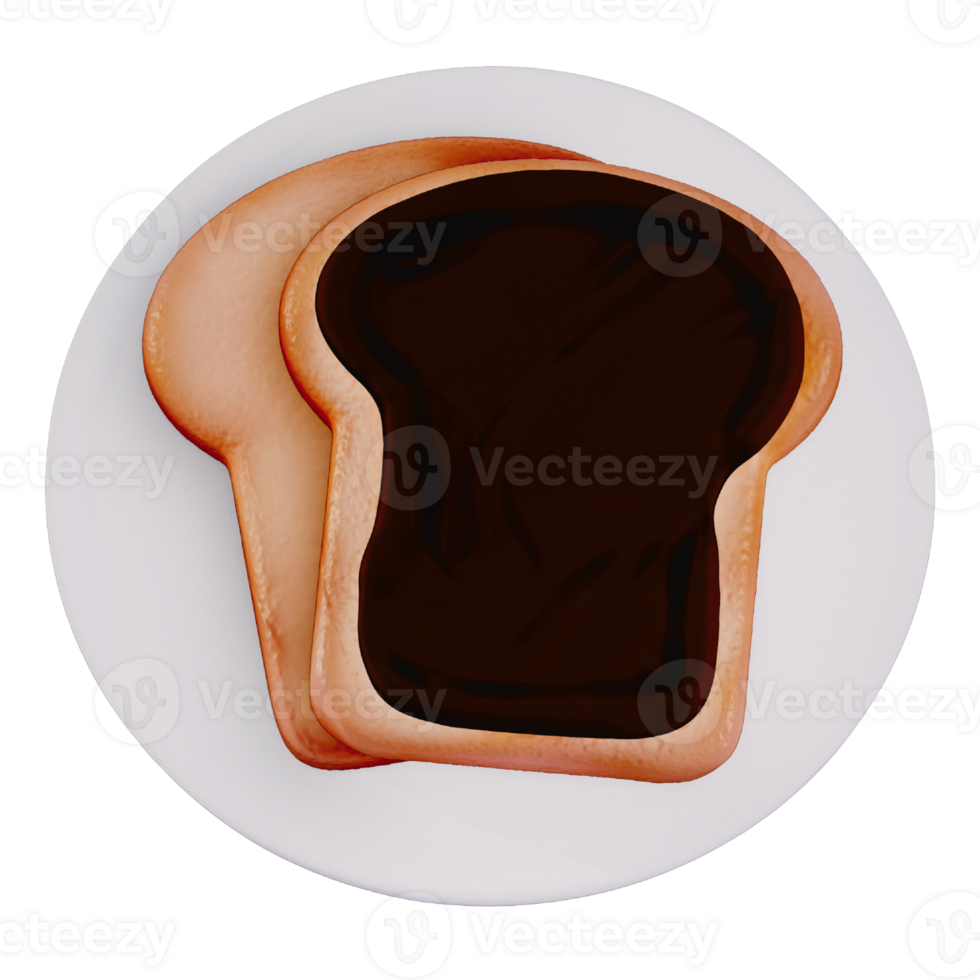 Toast 3D isolated on a transparent background . Bakery . 3D Rendering png