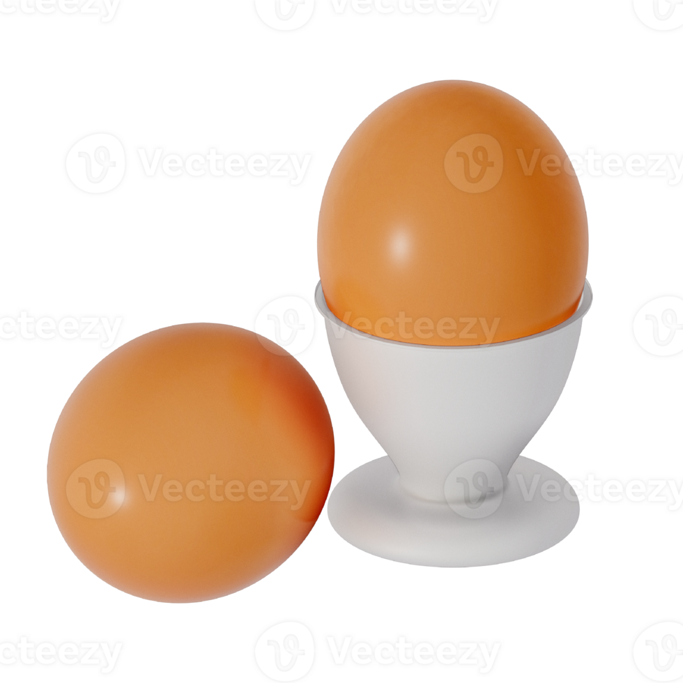 Eggs for breakfast 3D isolated illustration on a transparent background . 3D Rendering png
