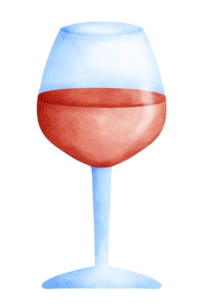Isolated simple and cute glass of red wine in watercolor style png