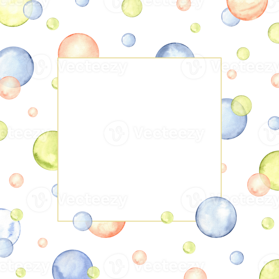 abstrait cercle dans doux pastel couleurs. salutation carte pour tout vacances ou faire la fête. éclaboussures, polka point, bulles, rond griffonnage taches, brosse coups, taches. aquarelle illustration png