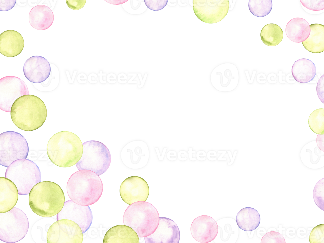 gemakkelijk kader ontwerp, groet kaart met pastel cirkels. creatief minimalistische stijl. spatten, bubbels, ronde tekening vlekken, borstel slagen, vlekken. waterverf illustratie png