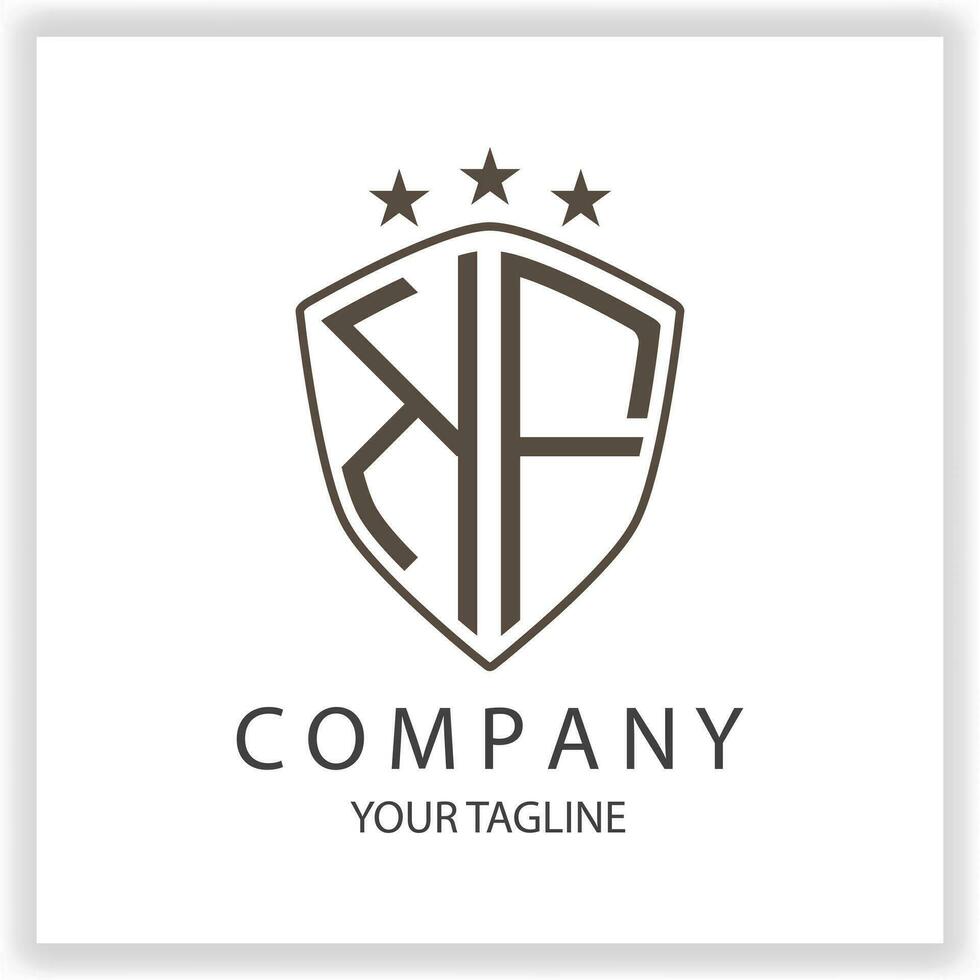 KF Logo monogram with shield shape isolated black colors on outline design template premium elegant template vector eps 10