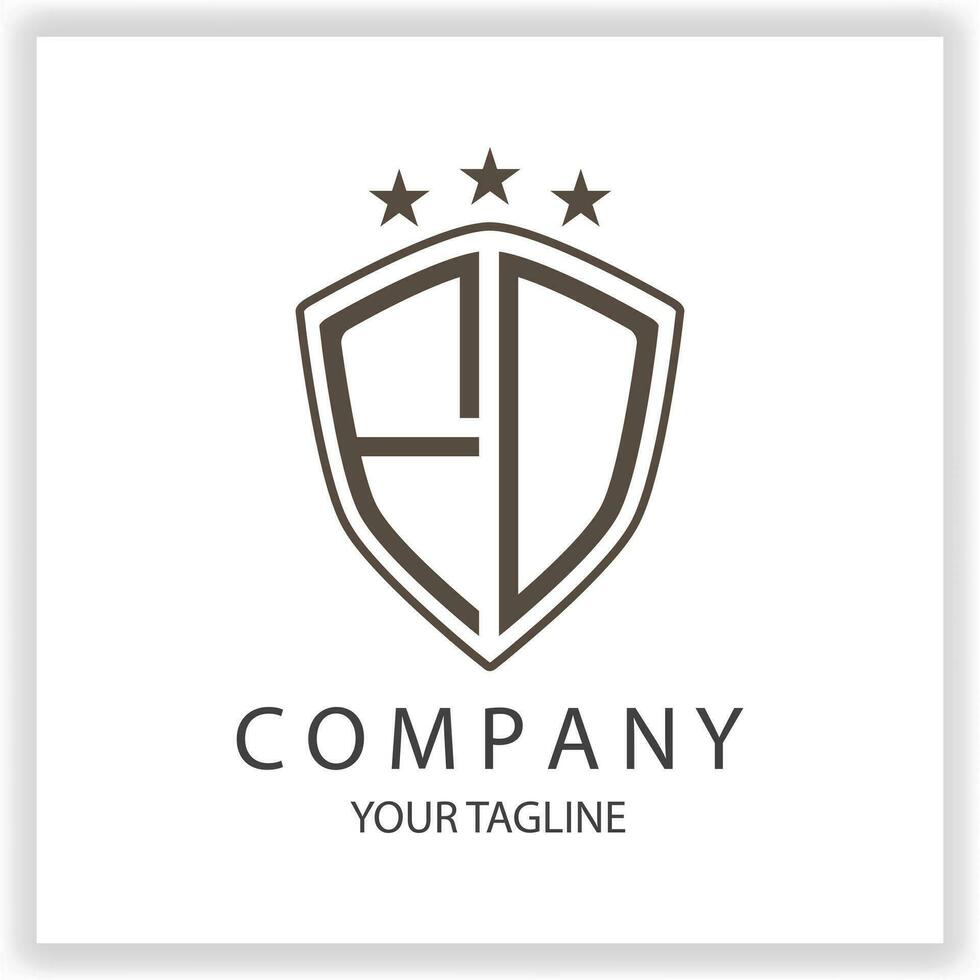 FD FO Logo monogram with shield shape isolated black colors on outline design template premium elegant template vector eps 10