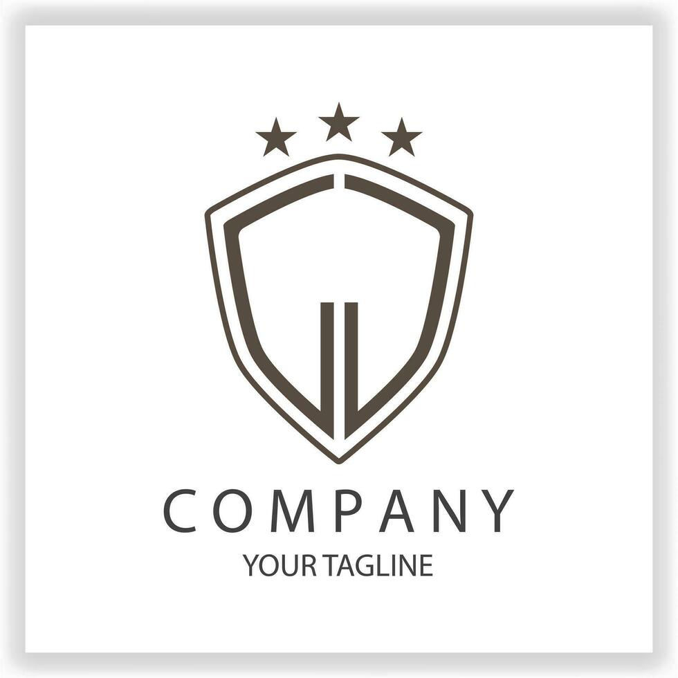 JJ Logo monogram with shield shape isolated black colors on outline design template premium elegant template vector eps 10