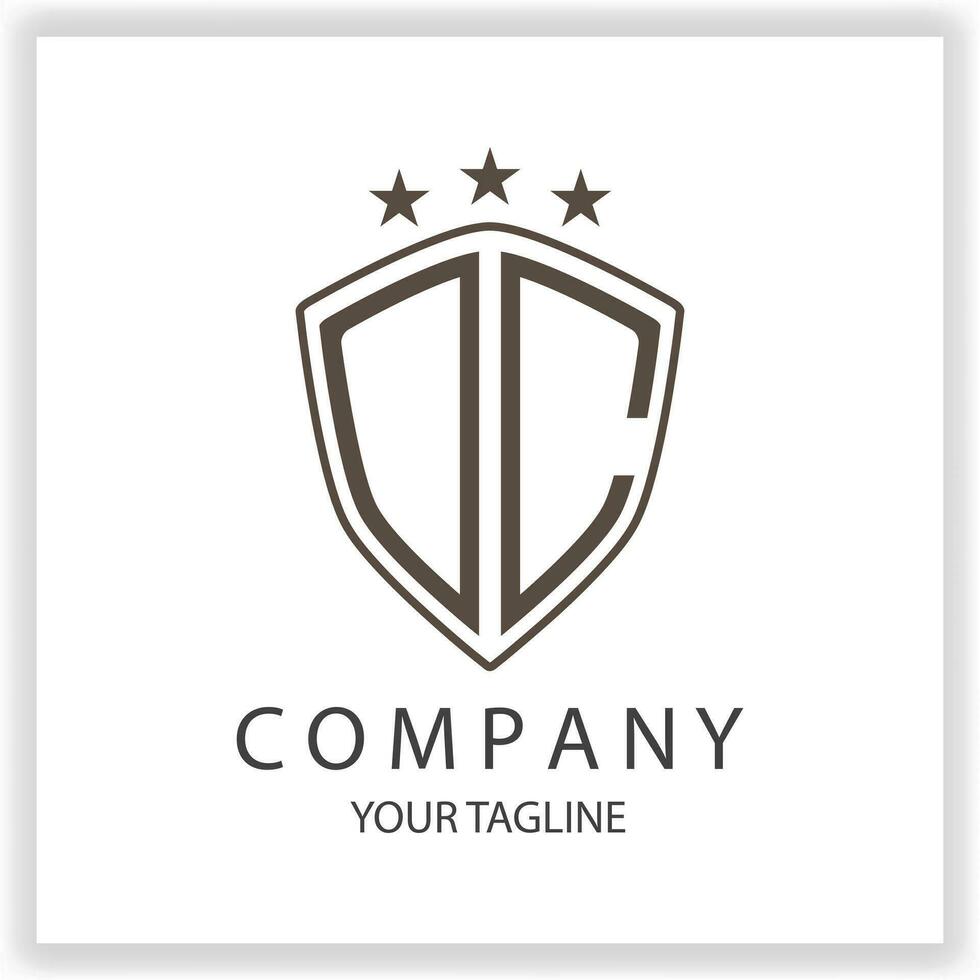 DC OC Logo monogram with shield shape isolated black colors on outline design template premium elegant template vector eps 10
