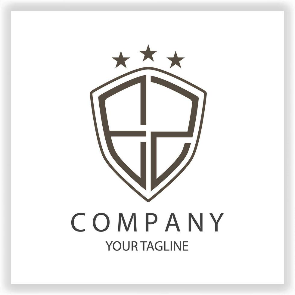 EZ Logo monogram with shield shape isolated black colors on outline design template premium elegant template vector eps 10