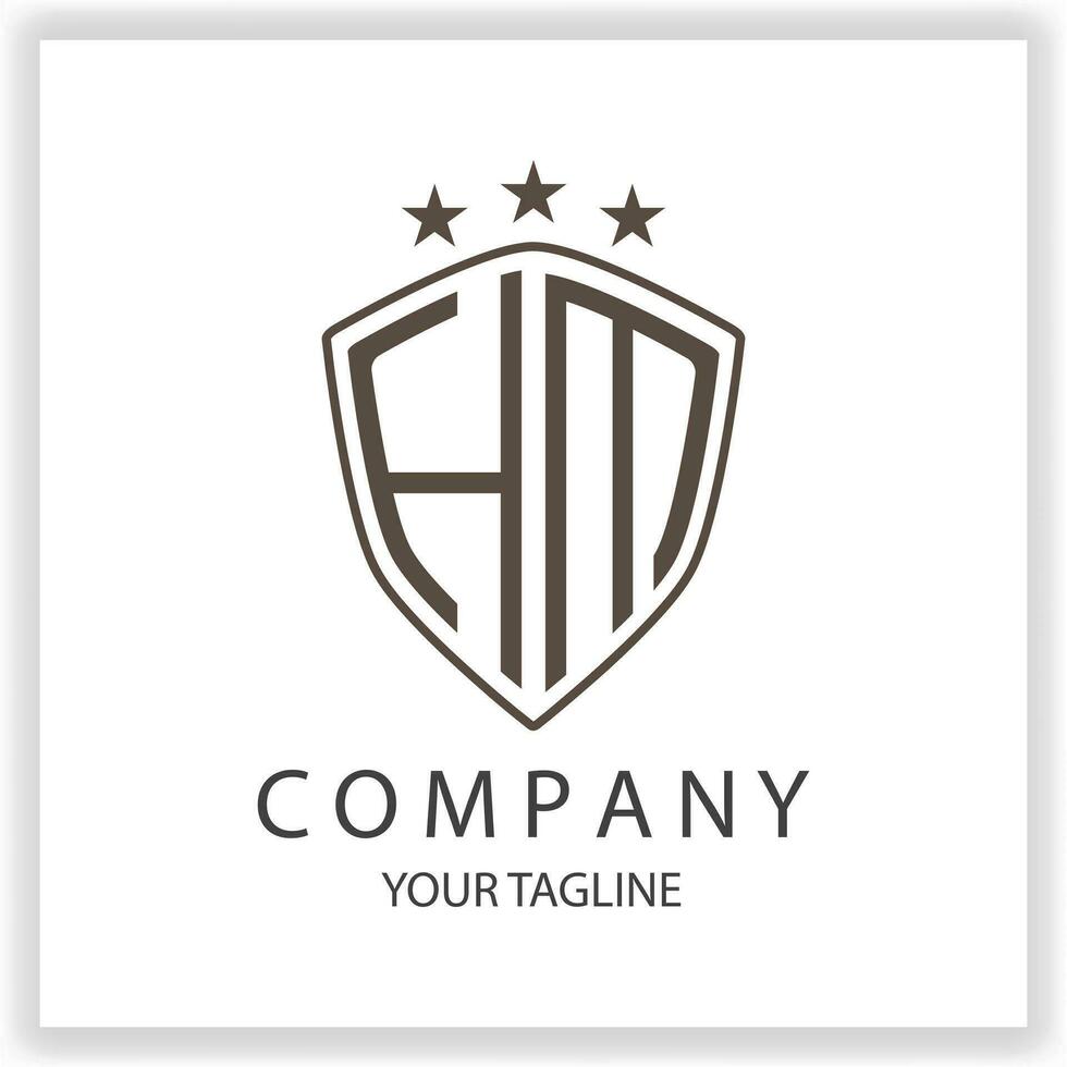 HM Logo monogram with shield shape isolated black colors on outline design template premium elegant template vector eps 10