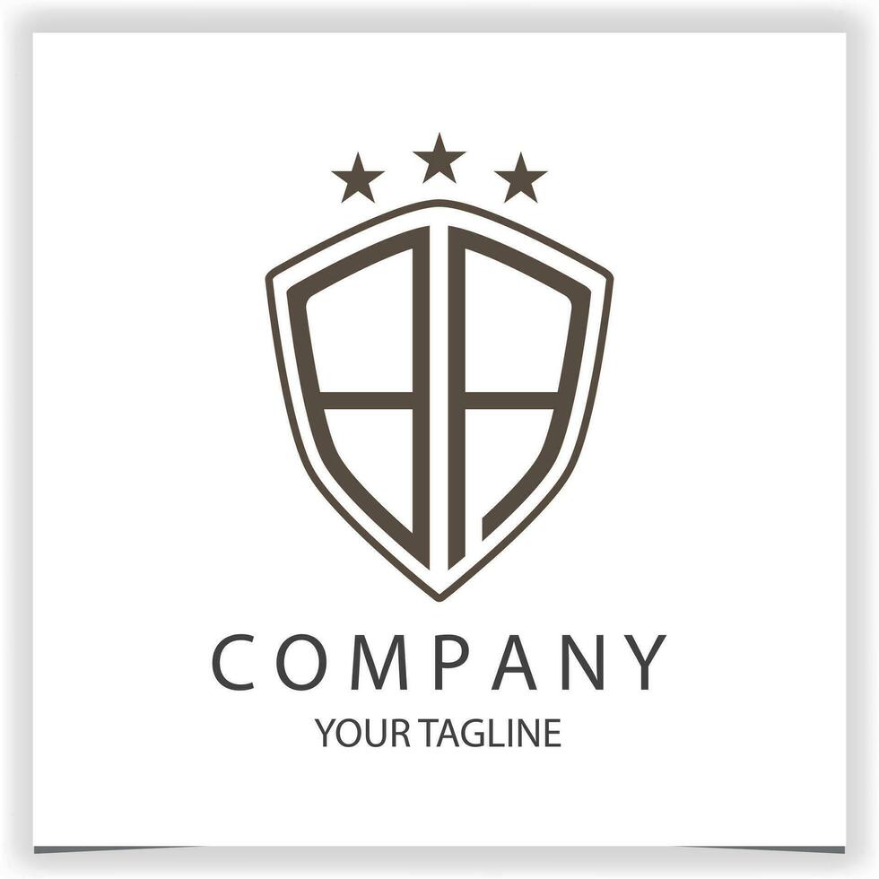 BA Logo monogram with shield shape isolated black colors on outline design template premium elegant template vector eps 10