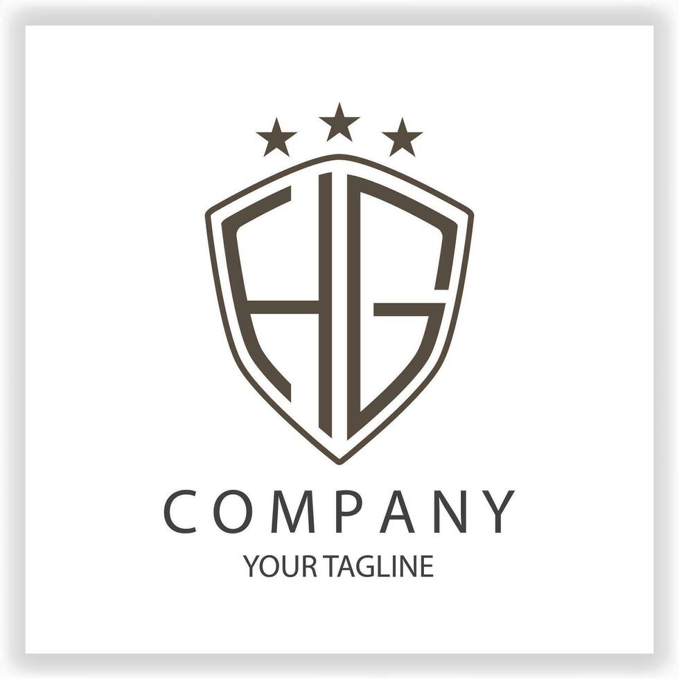 HG Logo monogram with shield shape isolated black colors on outline design template premium elegant template vector eps 10