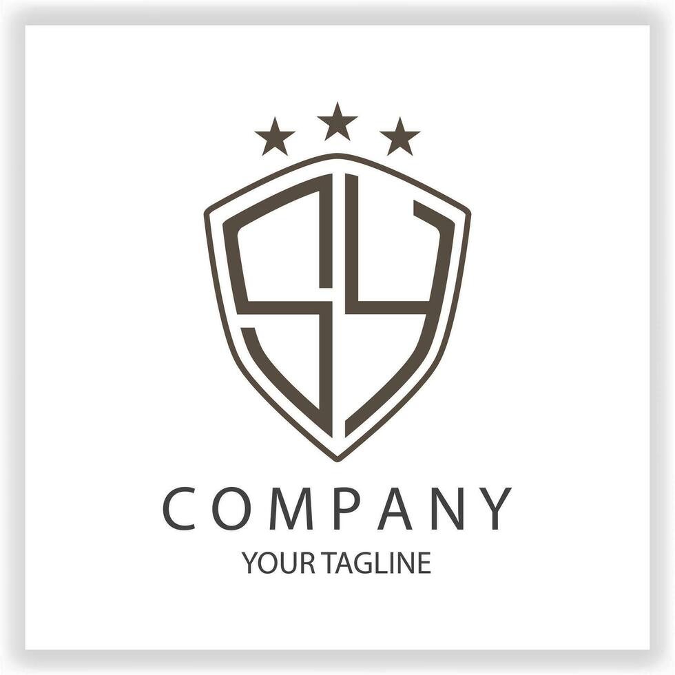 SY Logo monogram with shield shape isolated black colors on outline design template premium elegant template vector eps 10