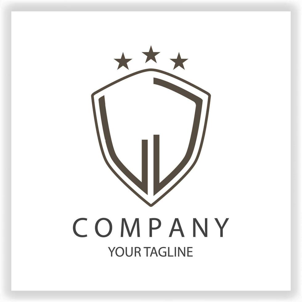 LJ Logo monogram with shield shape isolated black colors on outline design template premium elegant template vector eps 10