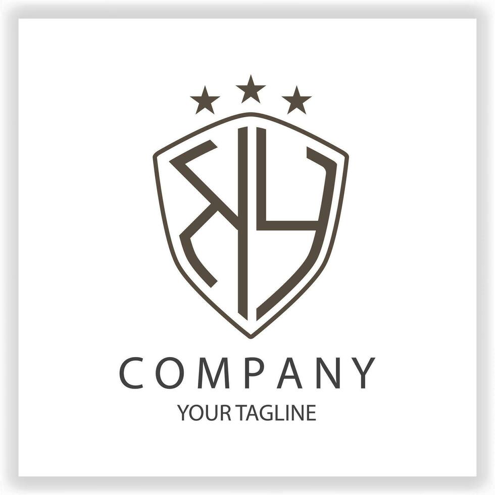 KY Logo monogram with shield shape isolated black colors on outline design template premium elegant template vector eps 10