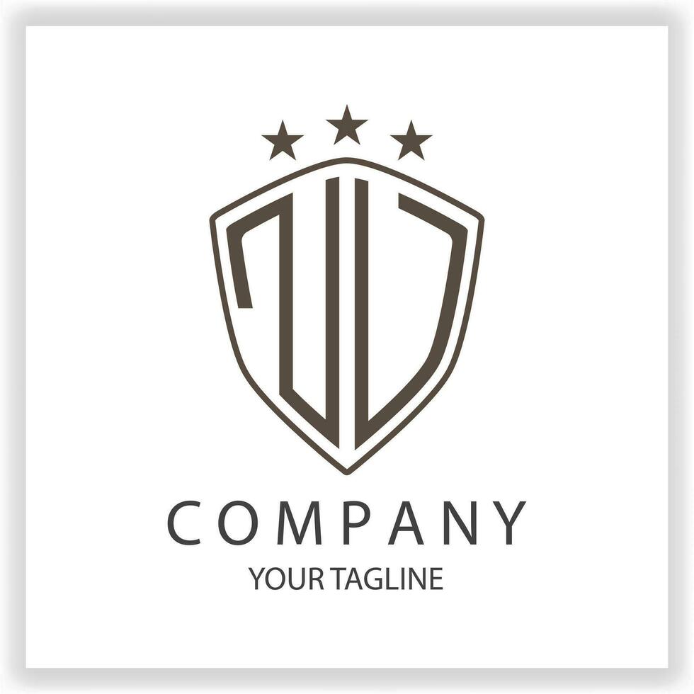 NV NU Logo monogram with shield shape isolated black colors on outline design template premium elegant template vector eps 10