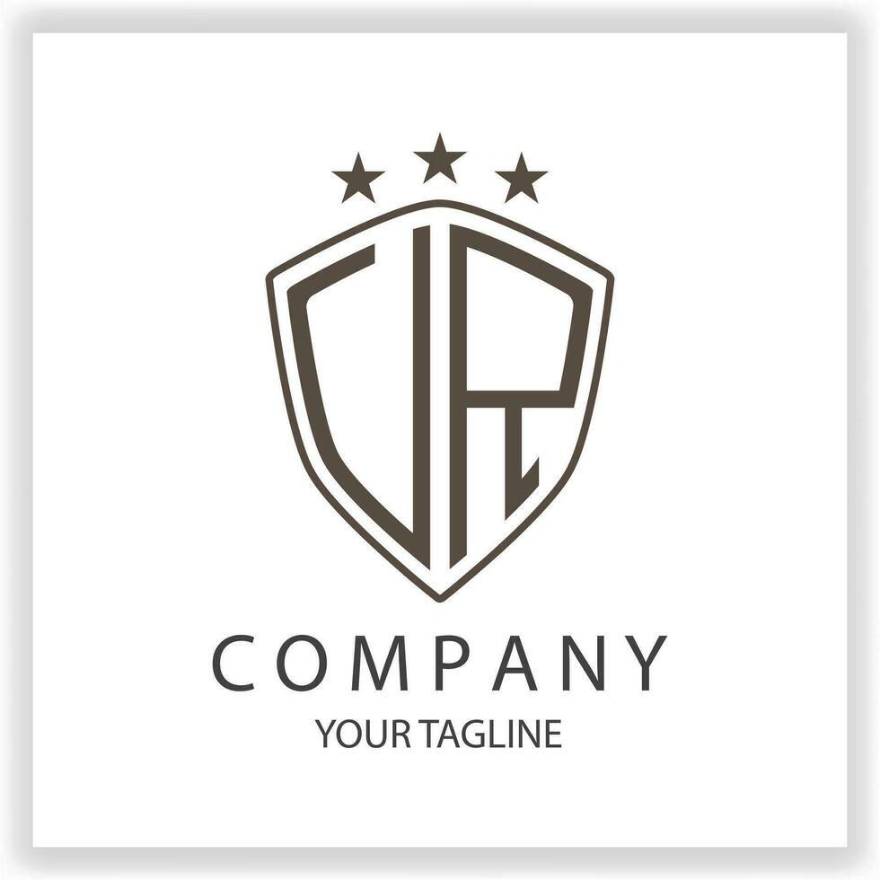 UR VR Logo monogram with shield shape isolated black colors on outline design template premium elegant template vector eps 10
