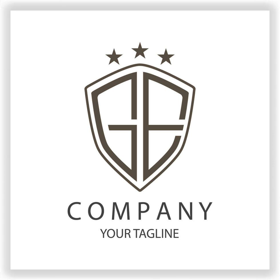 GE Logo monogram with shield shape isolated black colors on outline design template premium elegant template vector eps 10