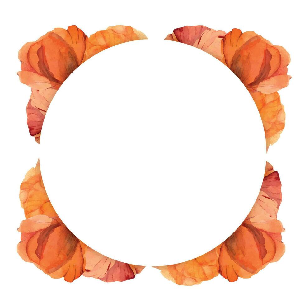 acuarela guirnalda circulo marco composición con mano dibujado verano brillante rojo amapola flores aislado en blanco antecedentes. diseño para invitaciones, boda, amor o saludo tarjetas, papel, imprimir, textil vector