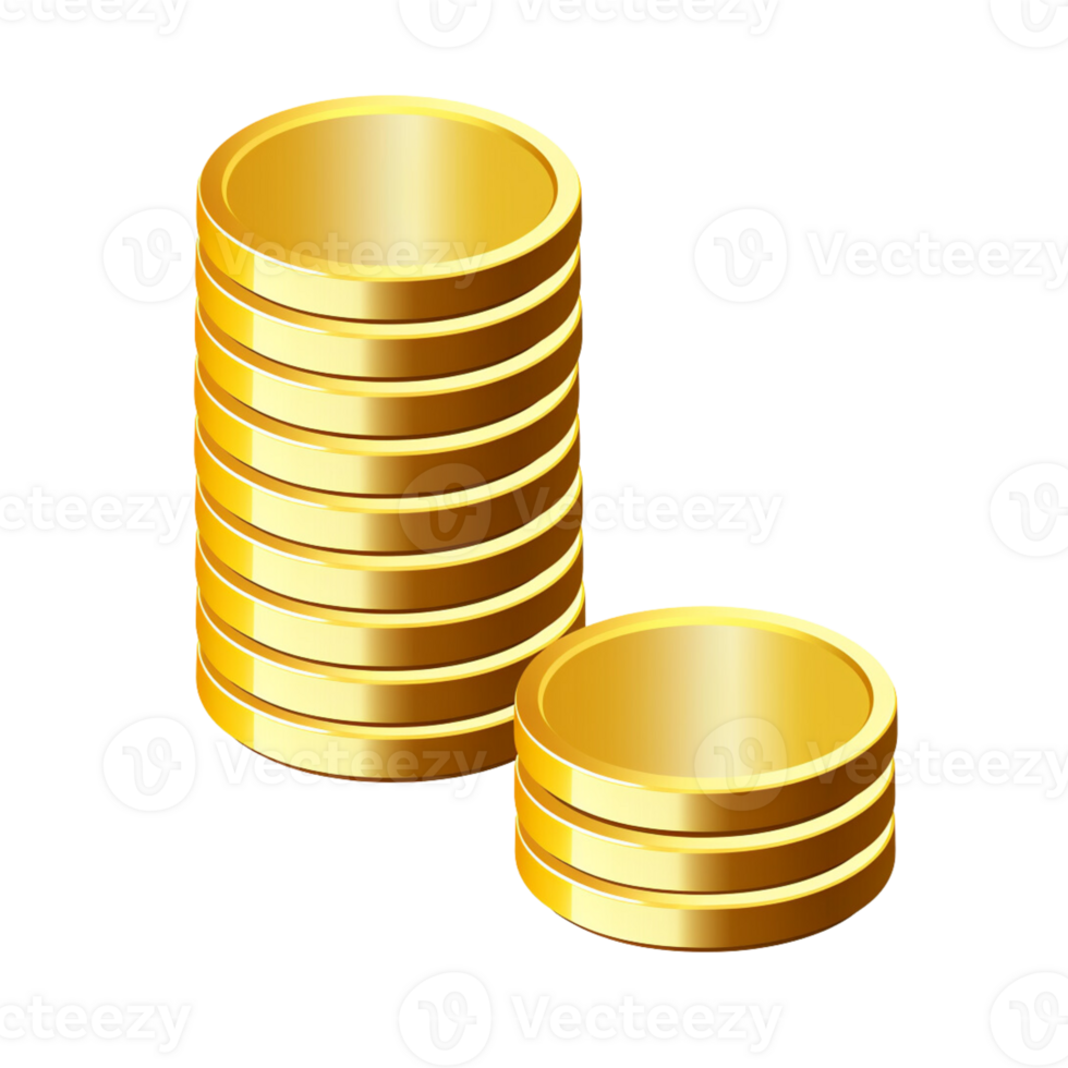 Gold coins pile no background png