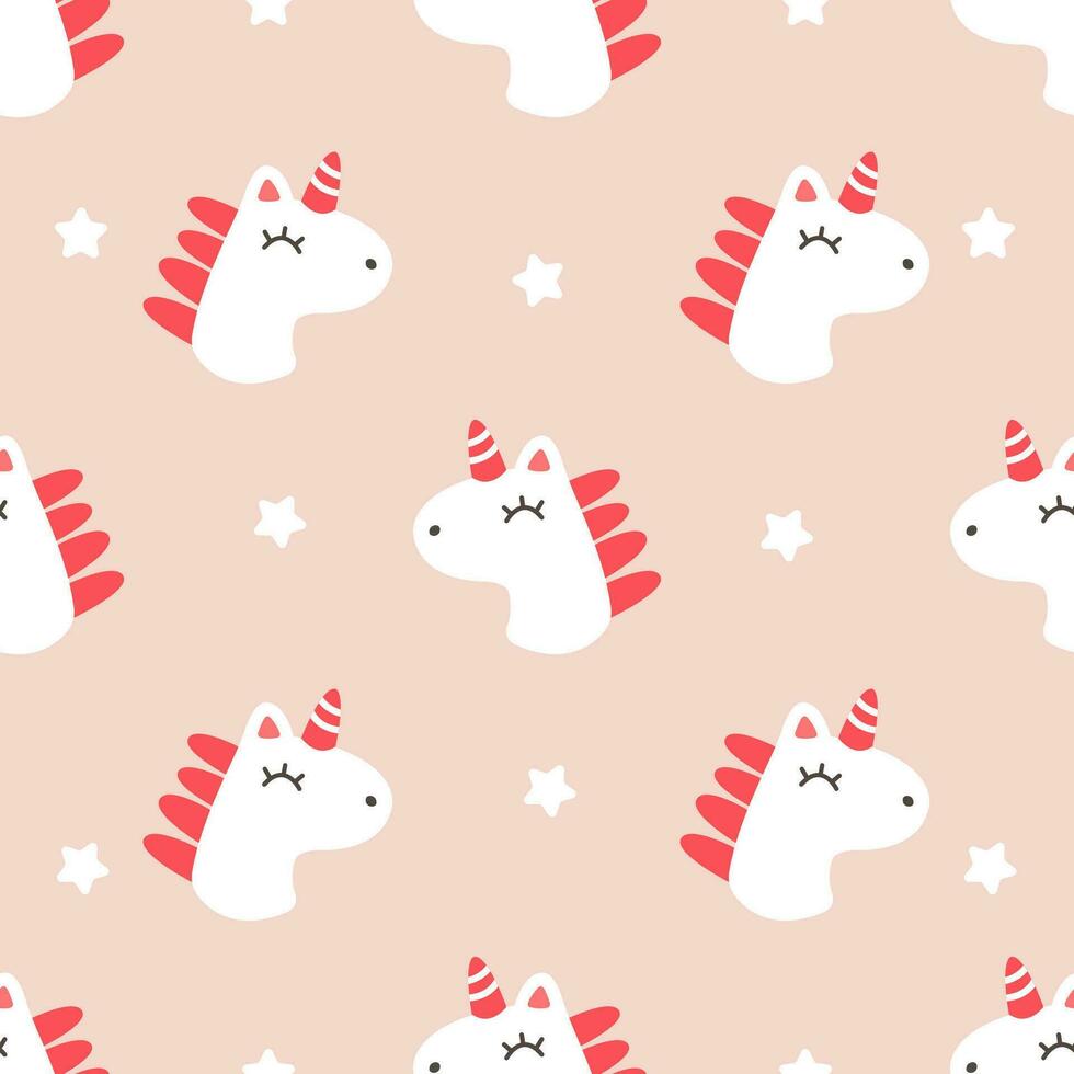 Cute unicorn and stars seamless pattern background vector