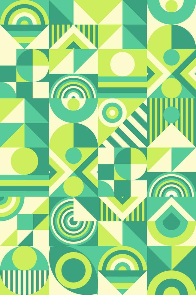 Green geometry pattern bauhaus minimal vector