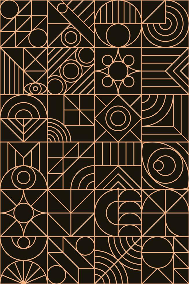 Geometry pattern gold line minimal 20s bauhaus style vector
