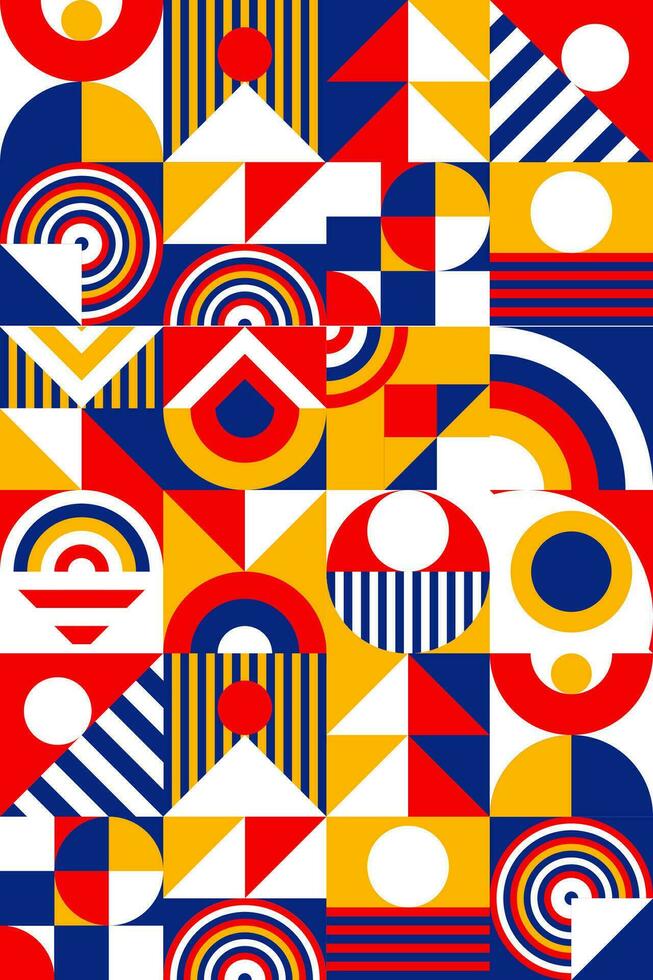 Bauhaus pattern minimal 20s geometric color style vector